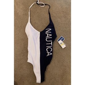 One piece Nautical Bathing Suit